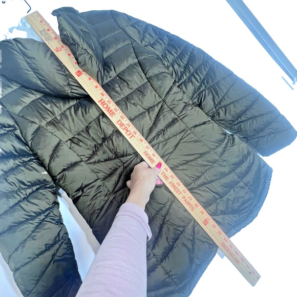 Steve Madden Womens Jacket Medium Glacier Quilted Puffer Olive Faux Fur Hooded - Picture 5 of 10